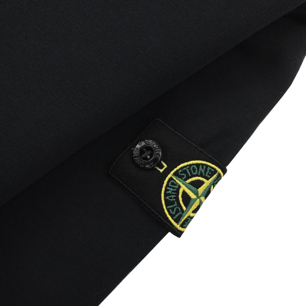Stone Island Junior 6100003 Fleece Ribbed Details Zip Up Hooded Sweatshirt Black V0029