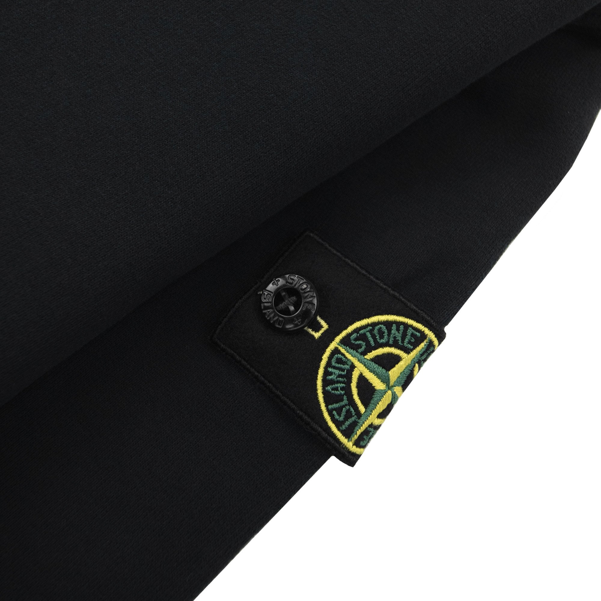 Stone Island Junior 6100003 Fleece Ribbed Details Zip Up Hooded Sweatshirt Black V0029