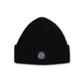 Stone Island Junior N100003 Ribbed Wool Beanie With Compass Patch Black V0029