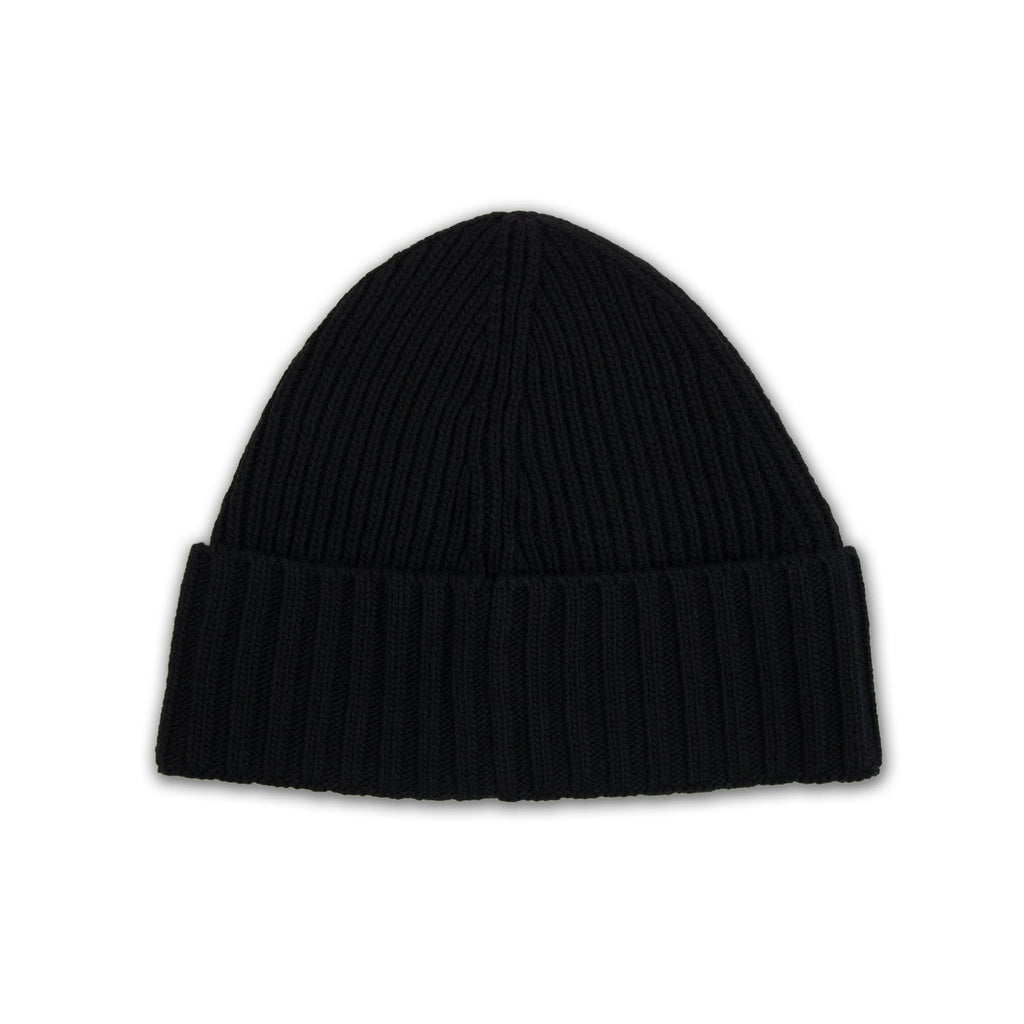 Stone Island Junior N100003 Ribbed Wool Beanie With Compass Patch Black V0029