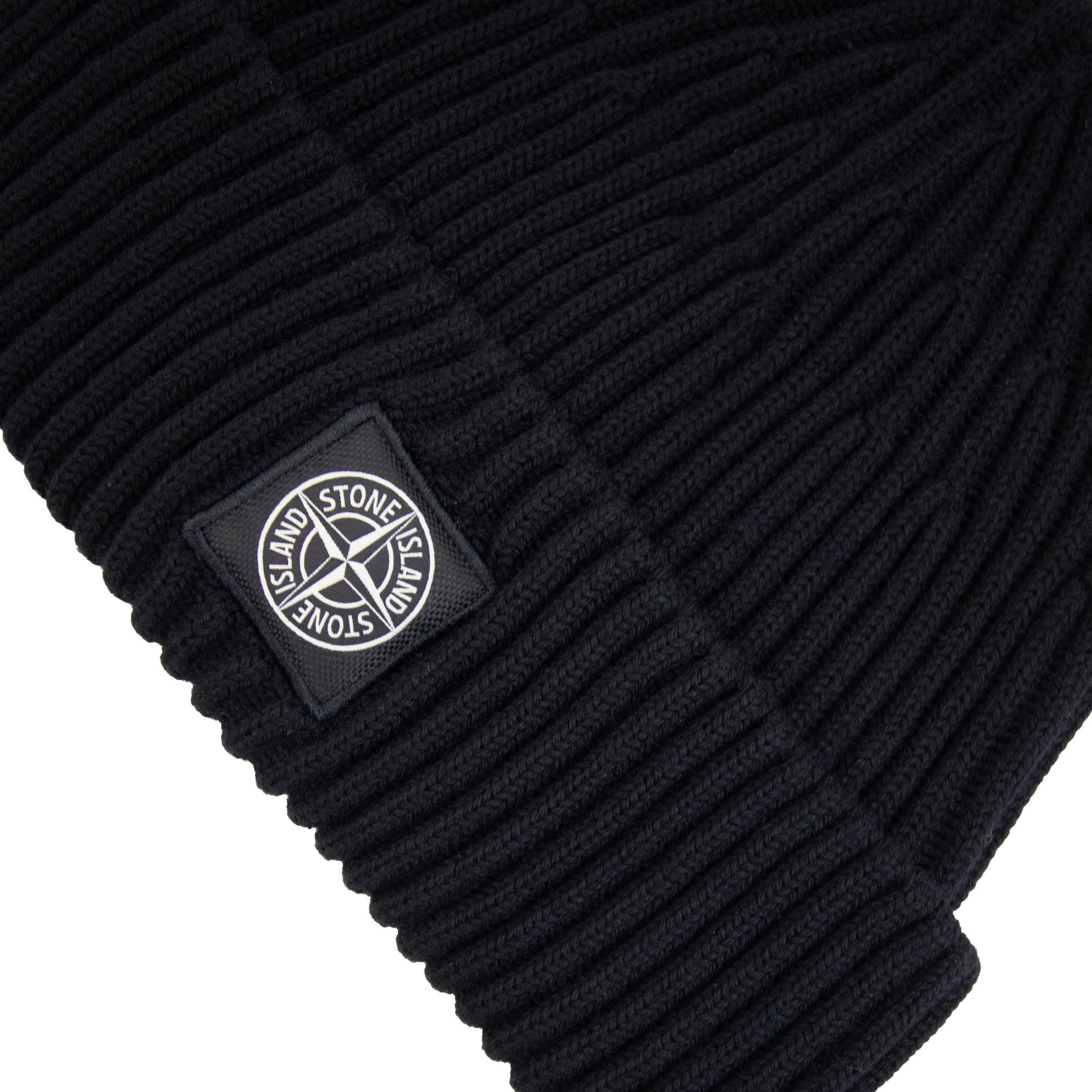 Stone Island N100002 Full Rib Wool Beanie Black V0029