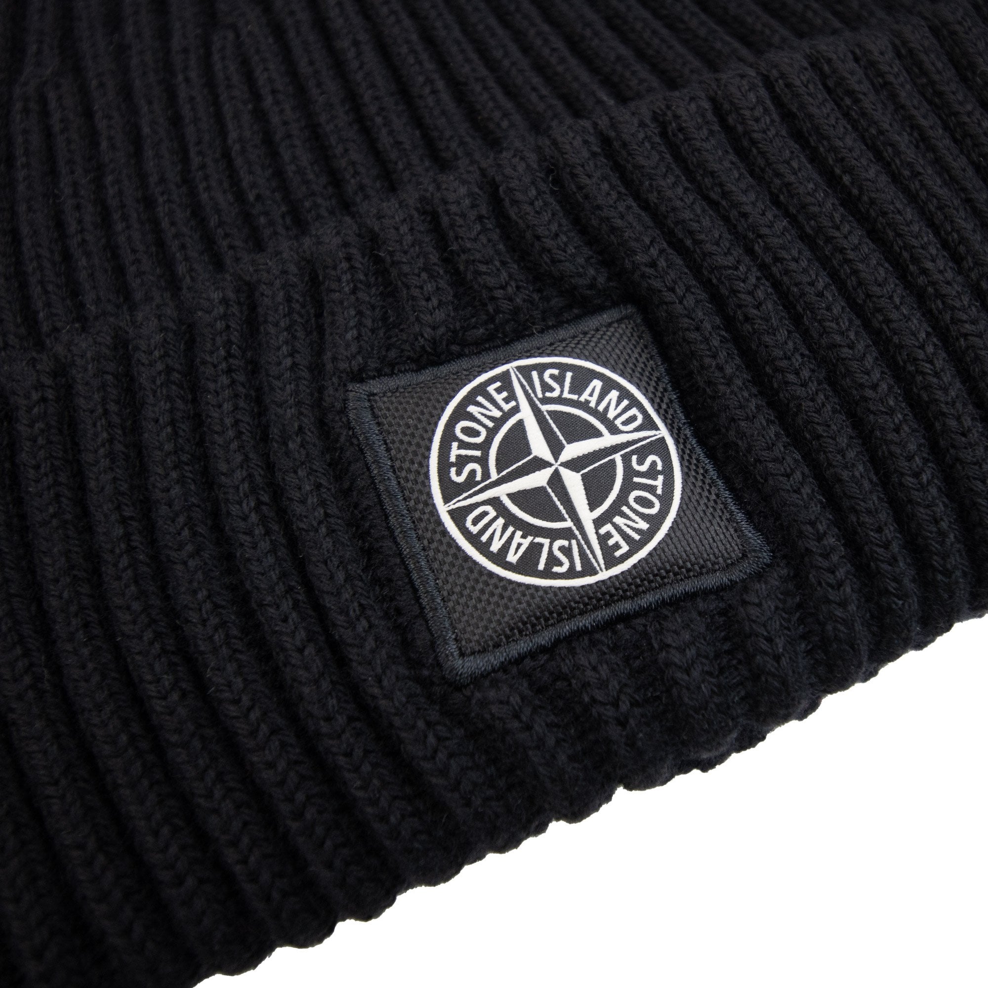Stone Island N100002 Full Rib Wool Beanie Black V0029