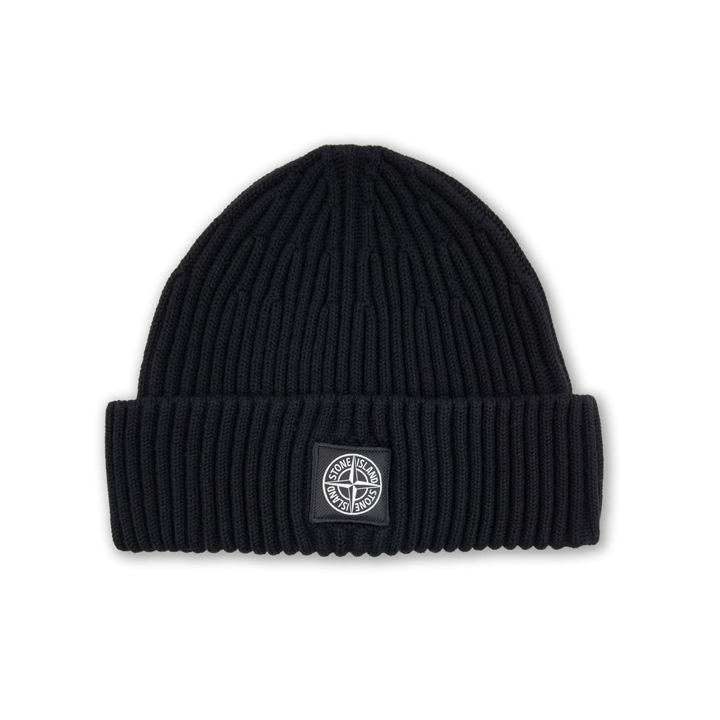 Stone Island N100002 Full Rib Wool Beanie Black V0029