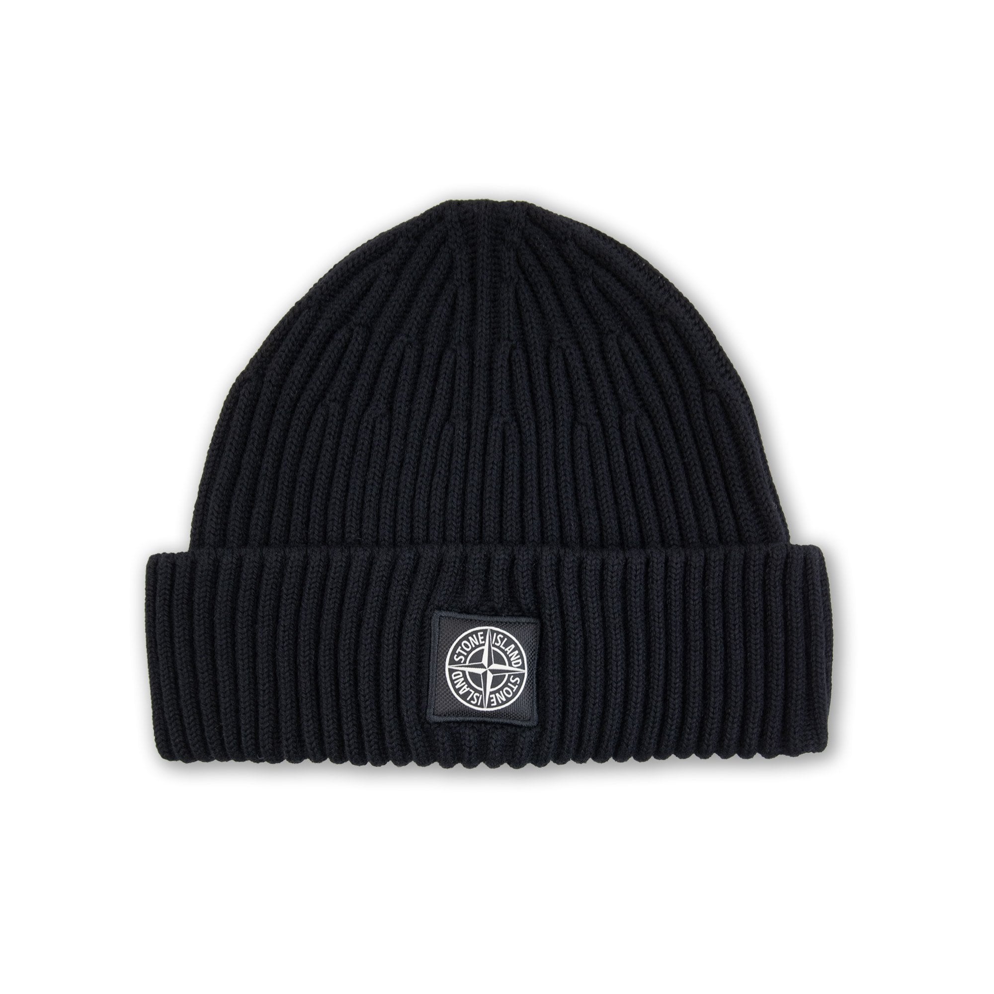 Stone Island N100002 Full Rib Wool Beanie Black V0029