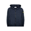Stone Island Junior 6100003 Fleece Ribbed Details Zip Up Sweatshirt Navy V0020