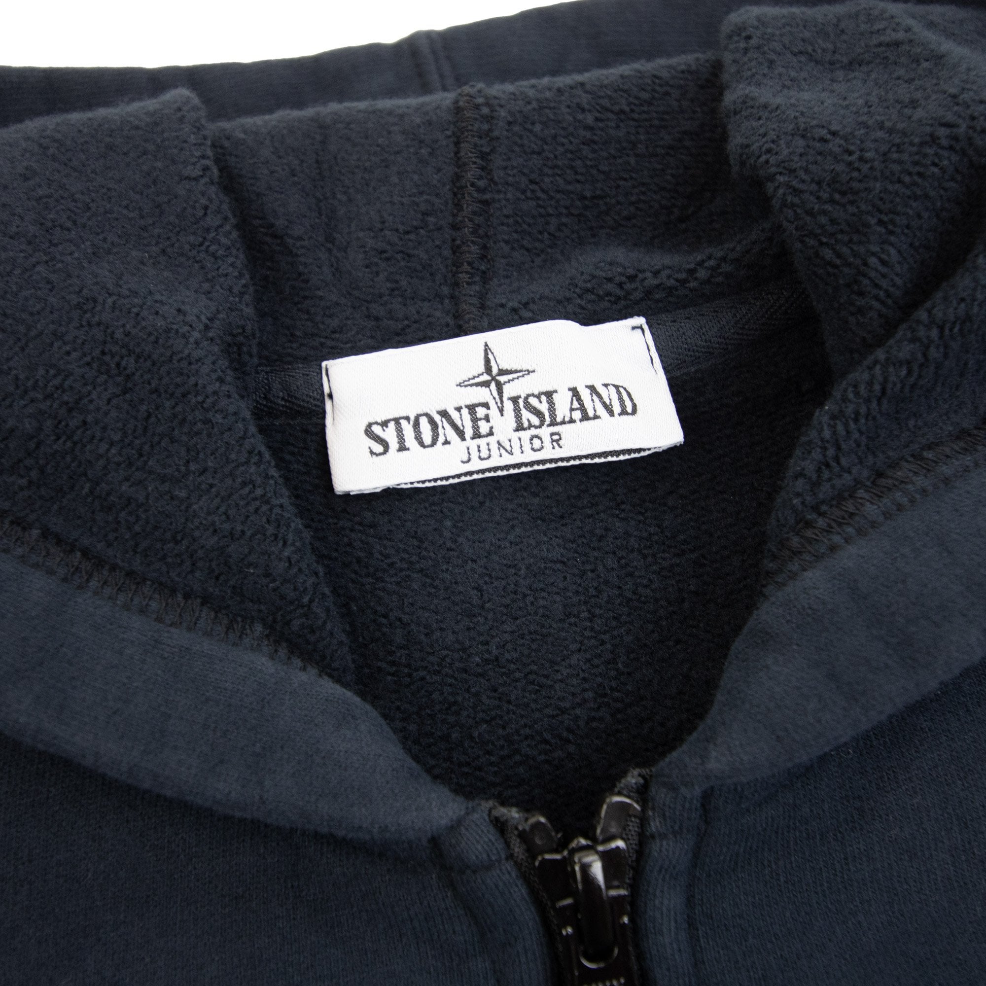 Stone Island Junior 6100003 Fleece Ribbed Details Zip Up Sweatshirt Navy V0020
