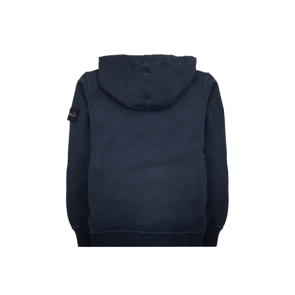 Stone Island Junior 6100003 Fleece Ribbed Details Zip Up Sweatshirt Navy V0020