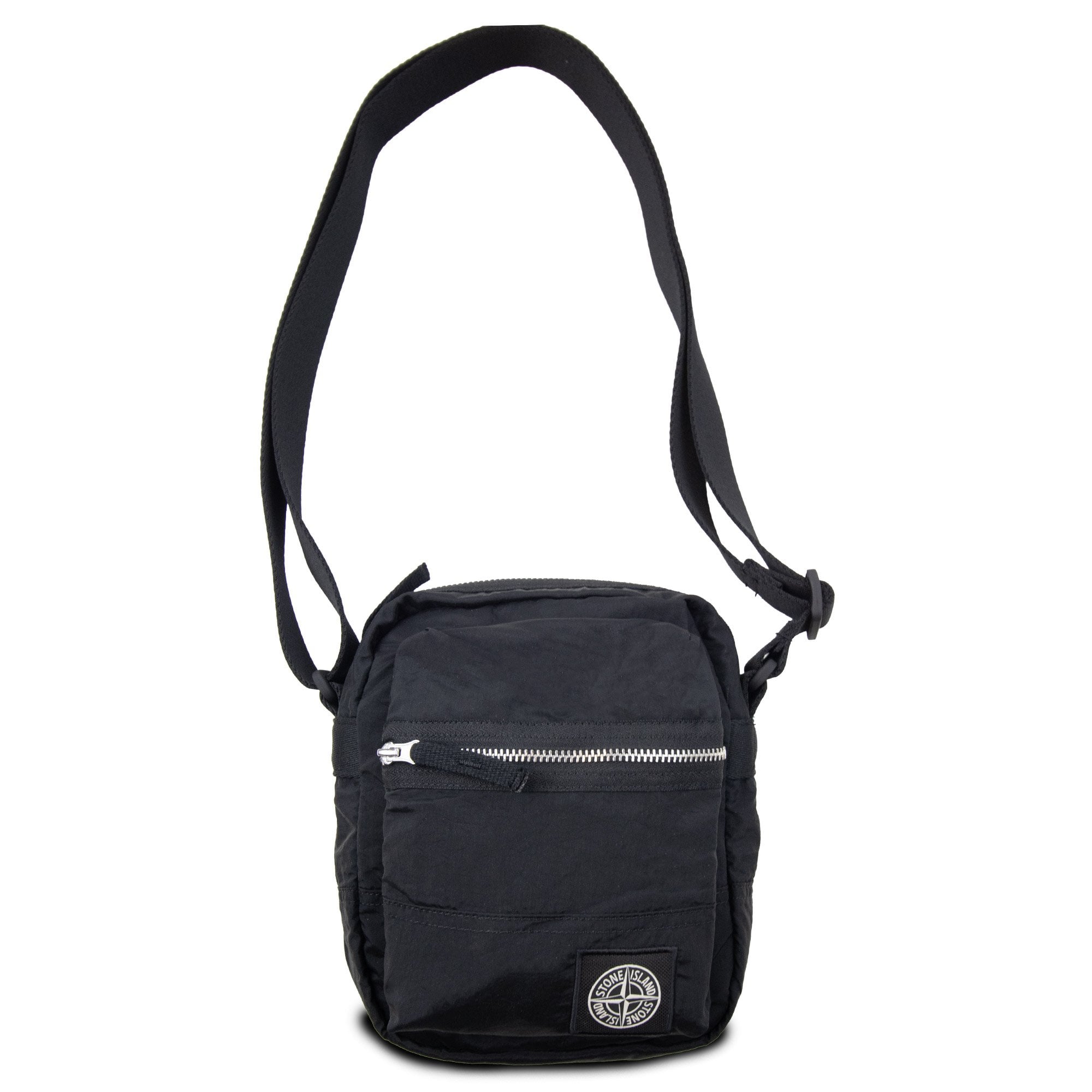 Stone Island 9200015 Nylon Pouch Bag With Front Pocket And Ripstop Lining Black V0029