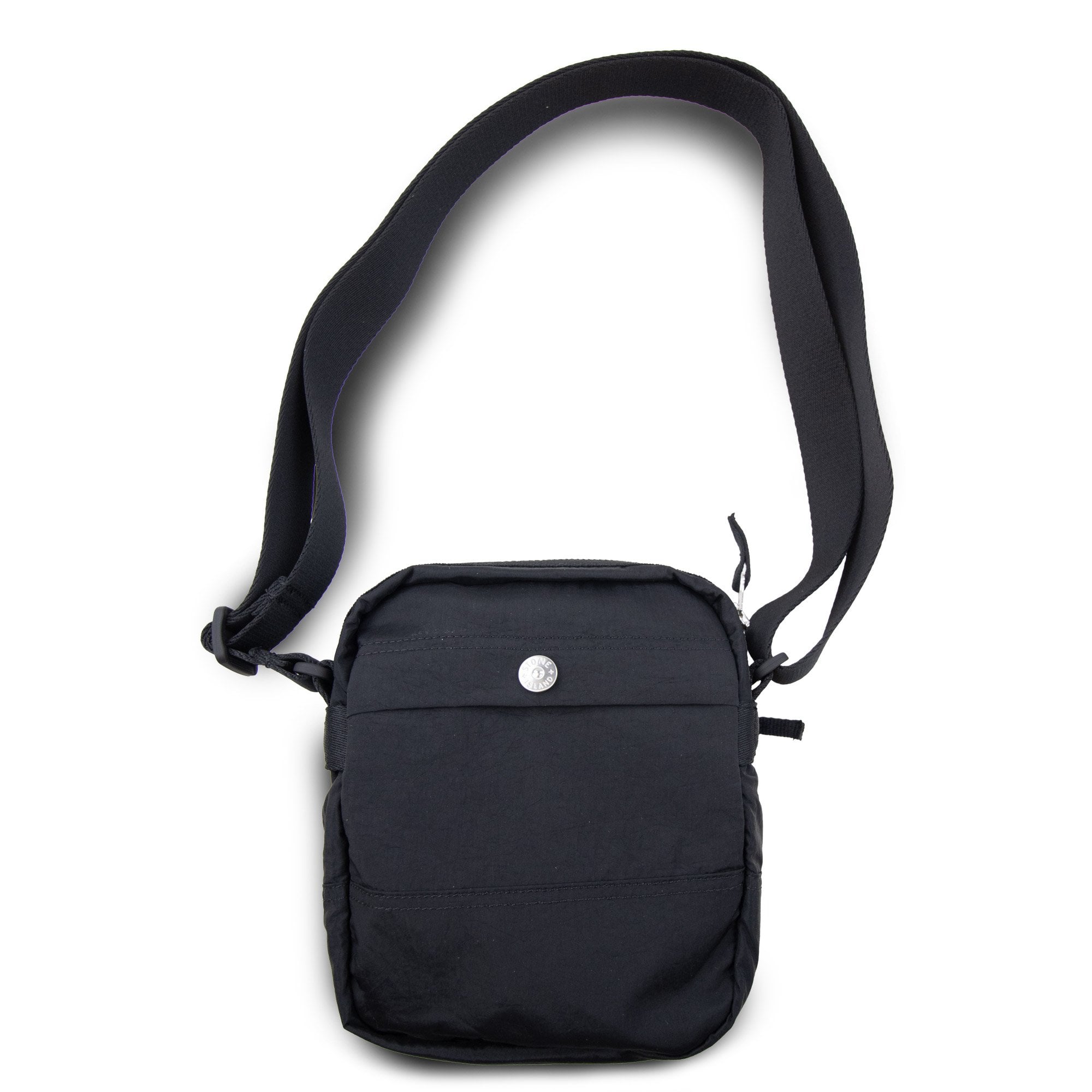 Stone Island 9200015 Nylon Pouch Bag With Front Pocket And Ripstop Lining Black V0029