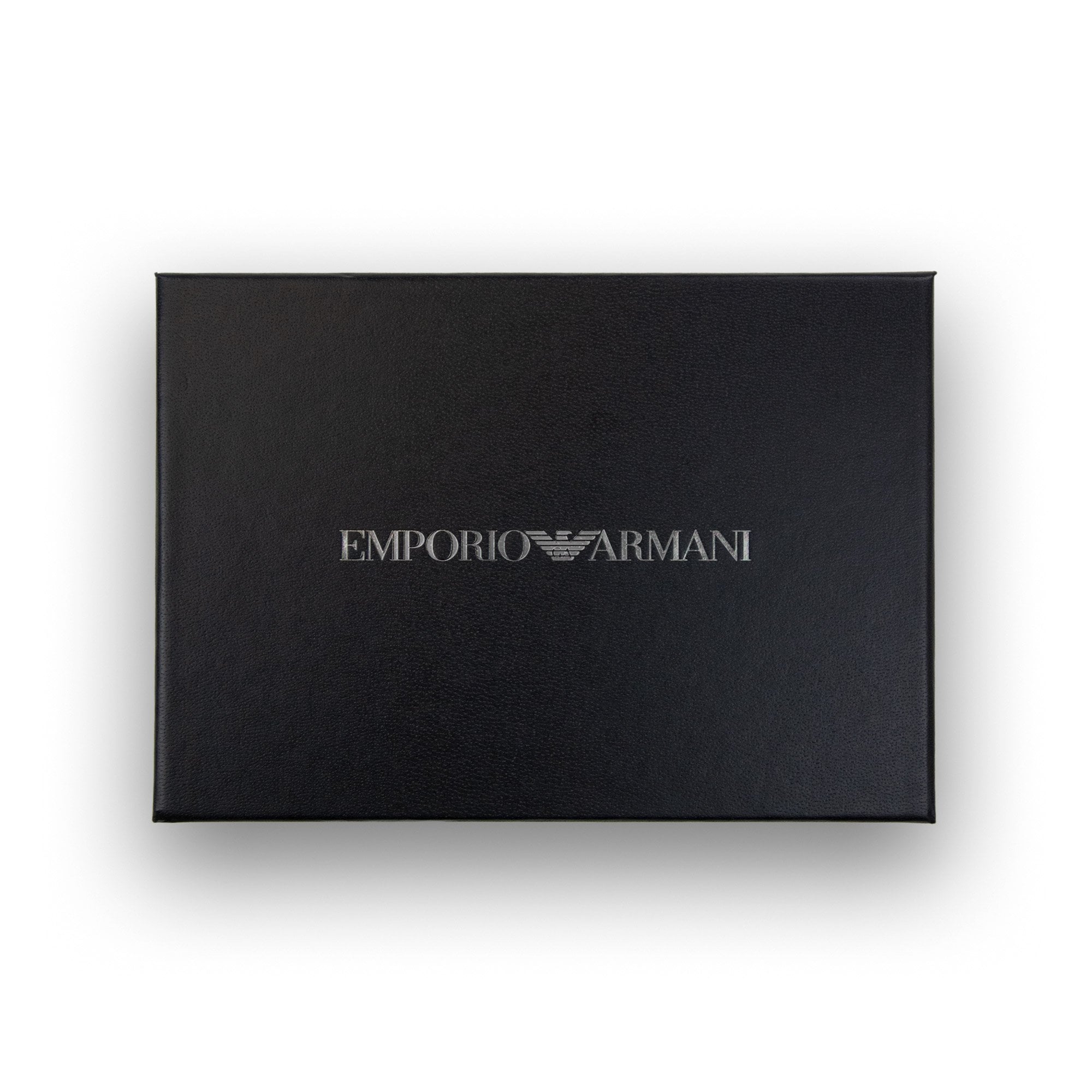 Emporio Armani Nappa Leather Bifold With Geometric Detail Black
