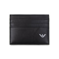 Emporio Armani Nappa Leather Card Holder With Geometric Detail Black