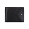 Emporio Armani Nappa Leather Bifold With Geometric Detail Black
