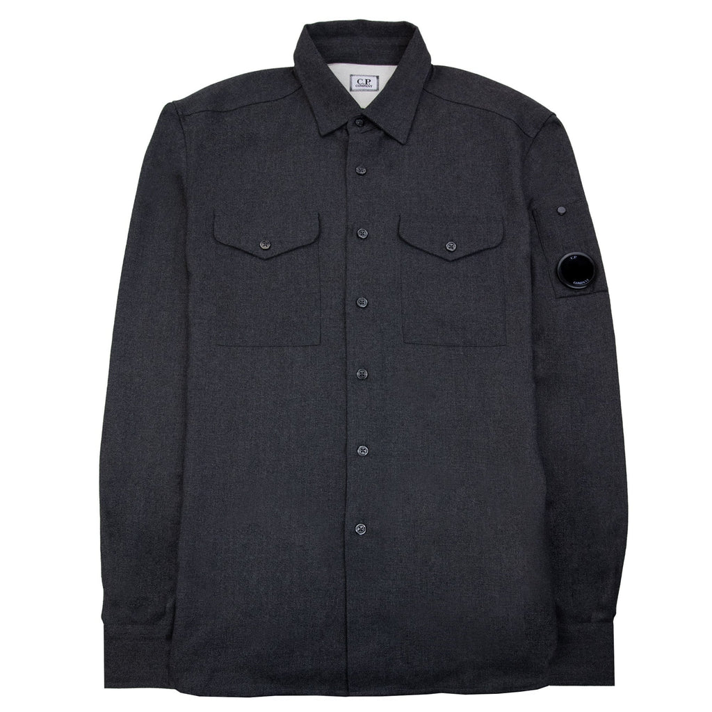 Cp Company Front Pocket Button Up Overshirt Dark Grey