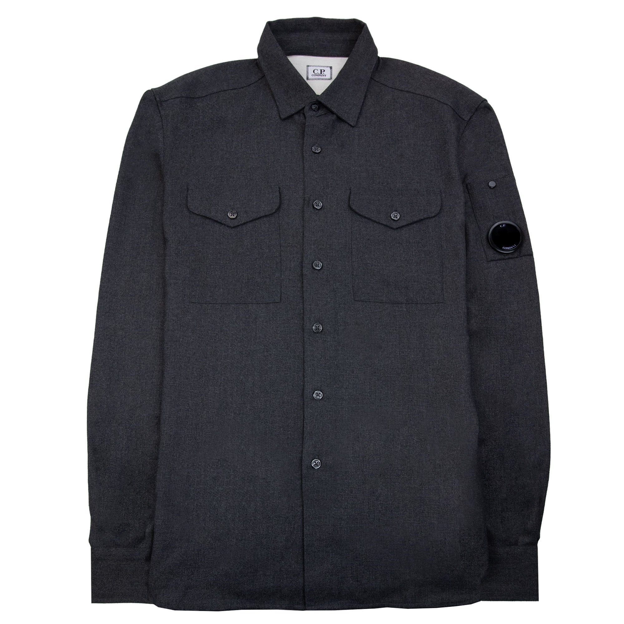 Cp Company Front Pocket Button Up Overshirt Dark Grey