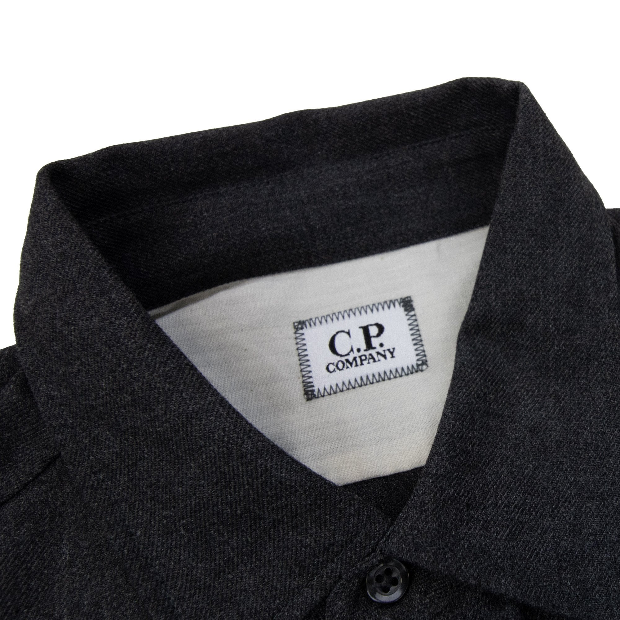 Cp Company Front Pocket Button Up Overshirt Dark Grey