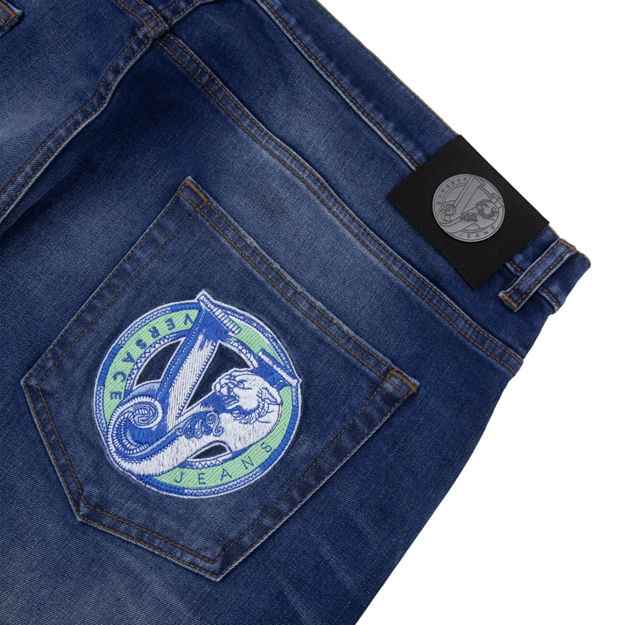Versace Jeans Embroiderd Back Pocket Denim Jean Denim Blue