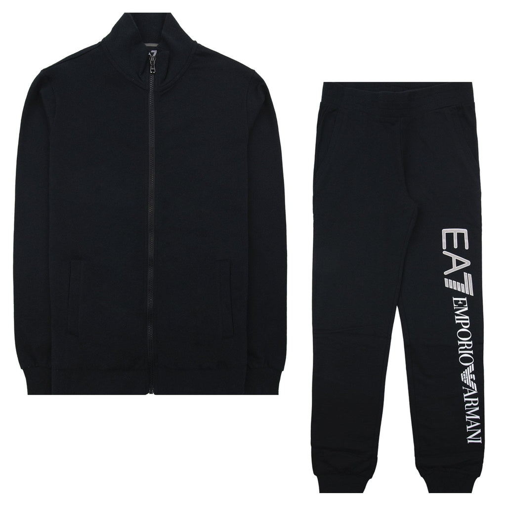 Ea7 Junior Reflective Back Logo Tracksuit Black