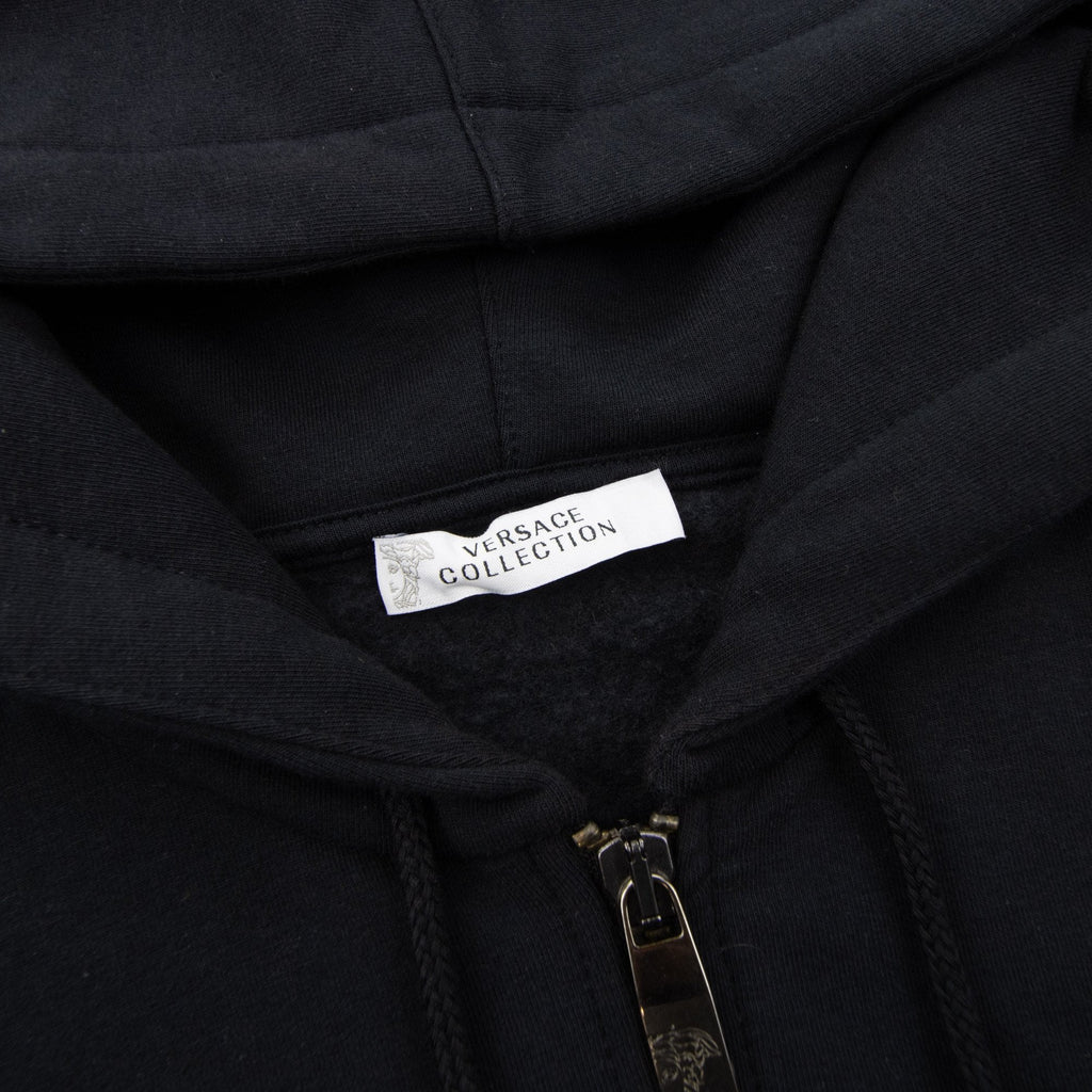 Versace Collection Embroidered Logo Zip Up Hoody Black