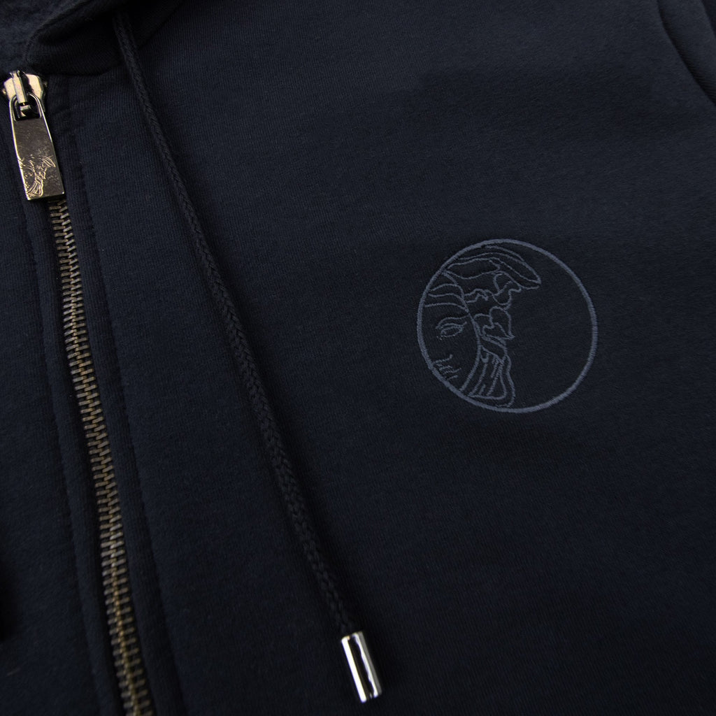 Versace Collection Embroidered Logo Zip Up Hoody Black