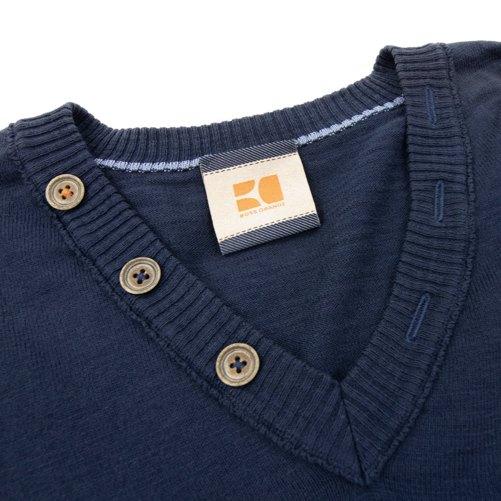 Hugo Boss Light Fleece V Neck Sweatshirt Navy