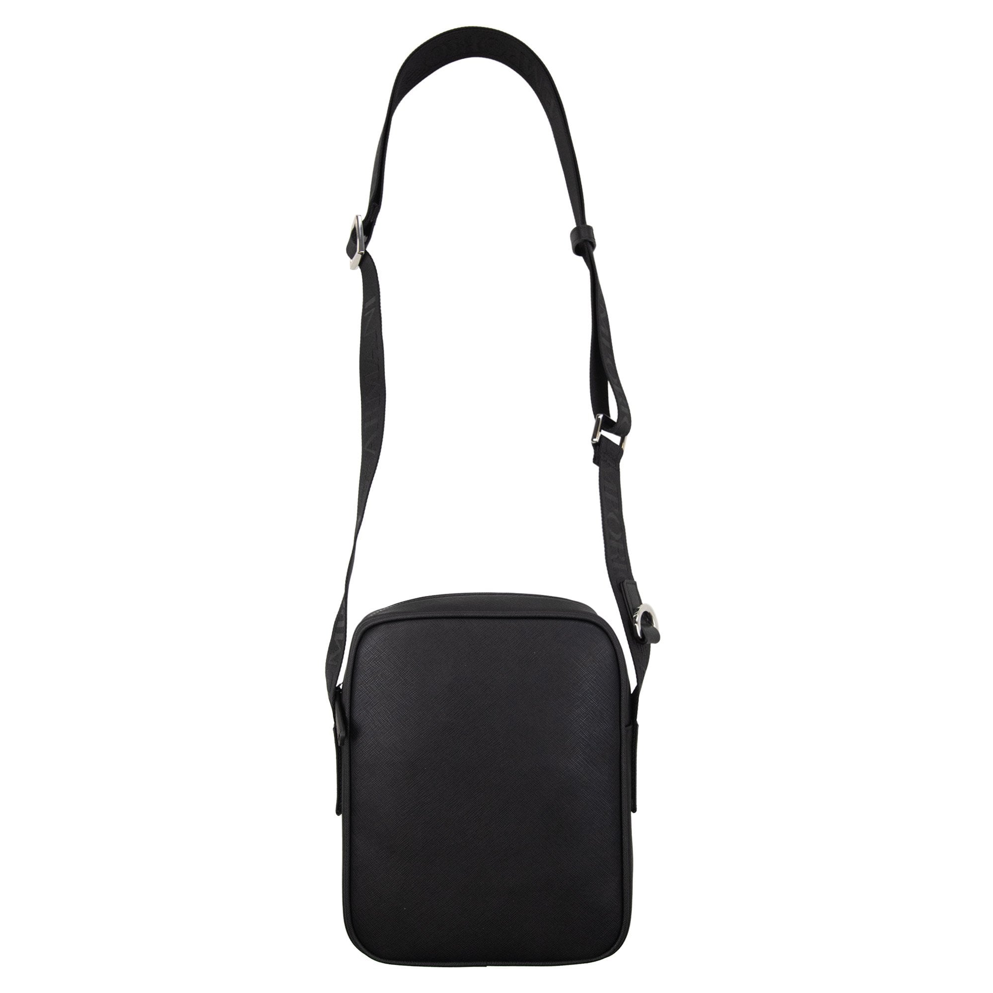 Emporio Armani Asv Regenerated Saffiano Leather Shoulder Bag Black