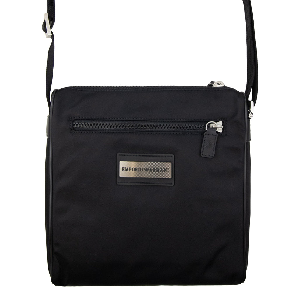 Emporio Armani Badge Nylon Cross Body Messenger Bag Black