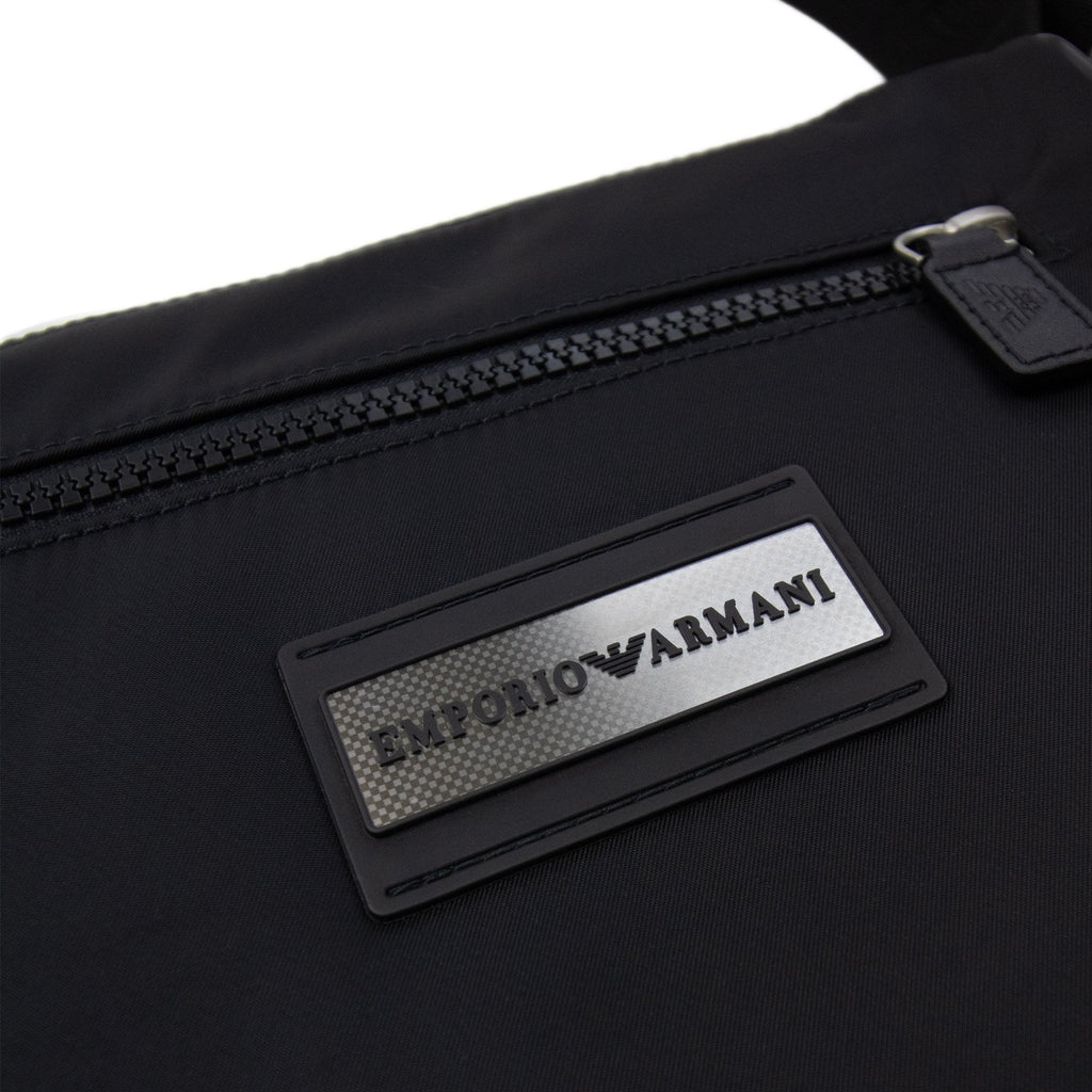 Emporio Armani Badge Nylon Cross Body Messenger Bag Black