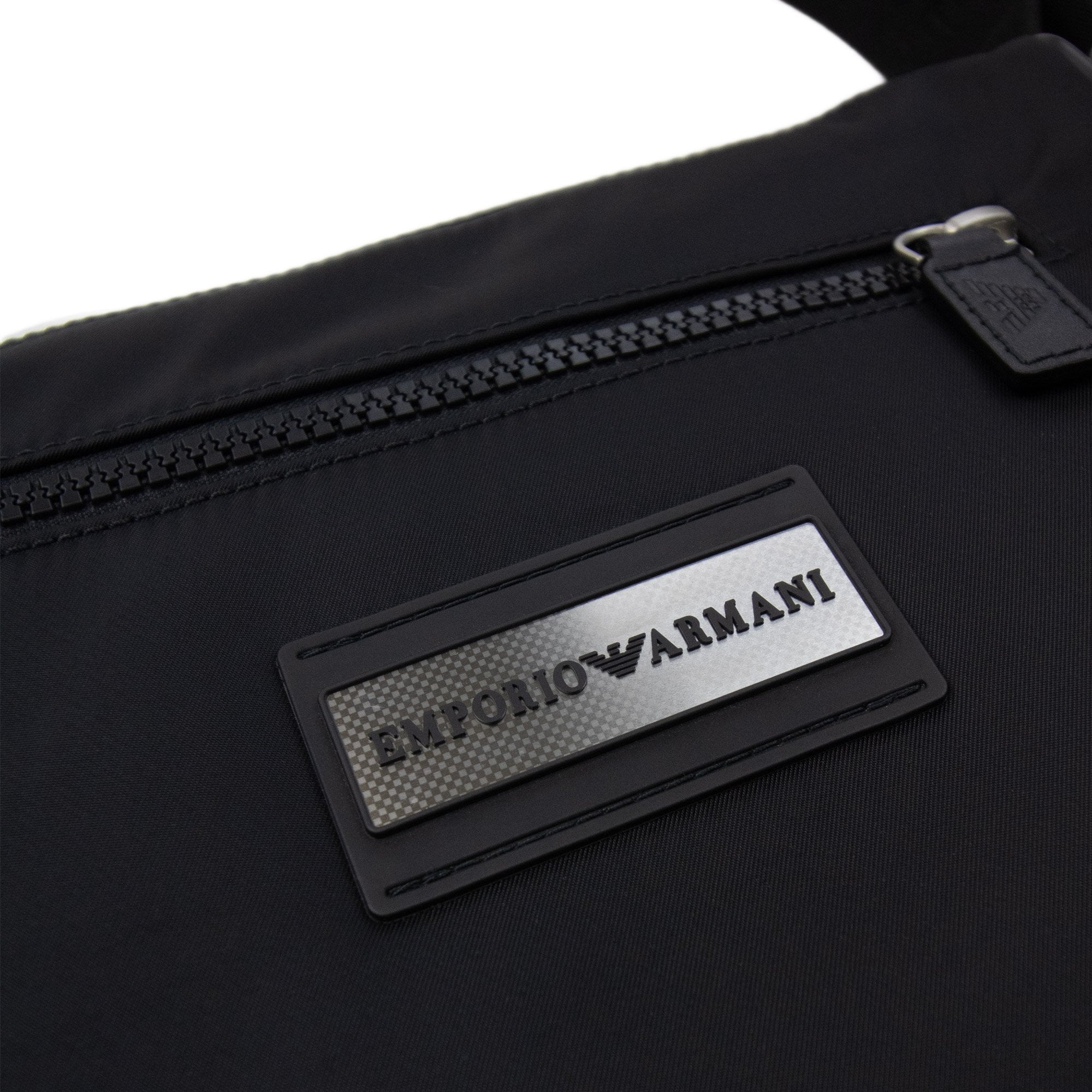 Emporio Armani Badge Nylon Cross Body Messenger Bag Black