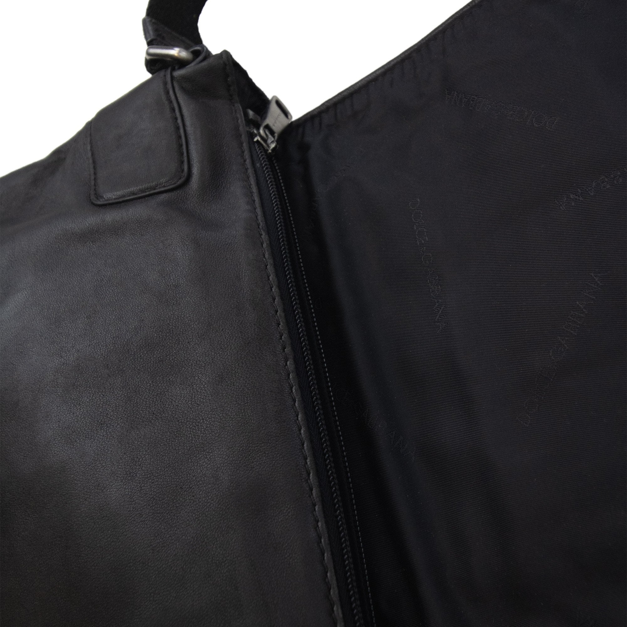 Dolce & Gabbana Metal Badge Soft Leather Messenger Bag Black
