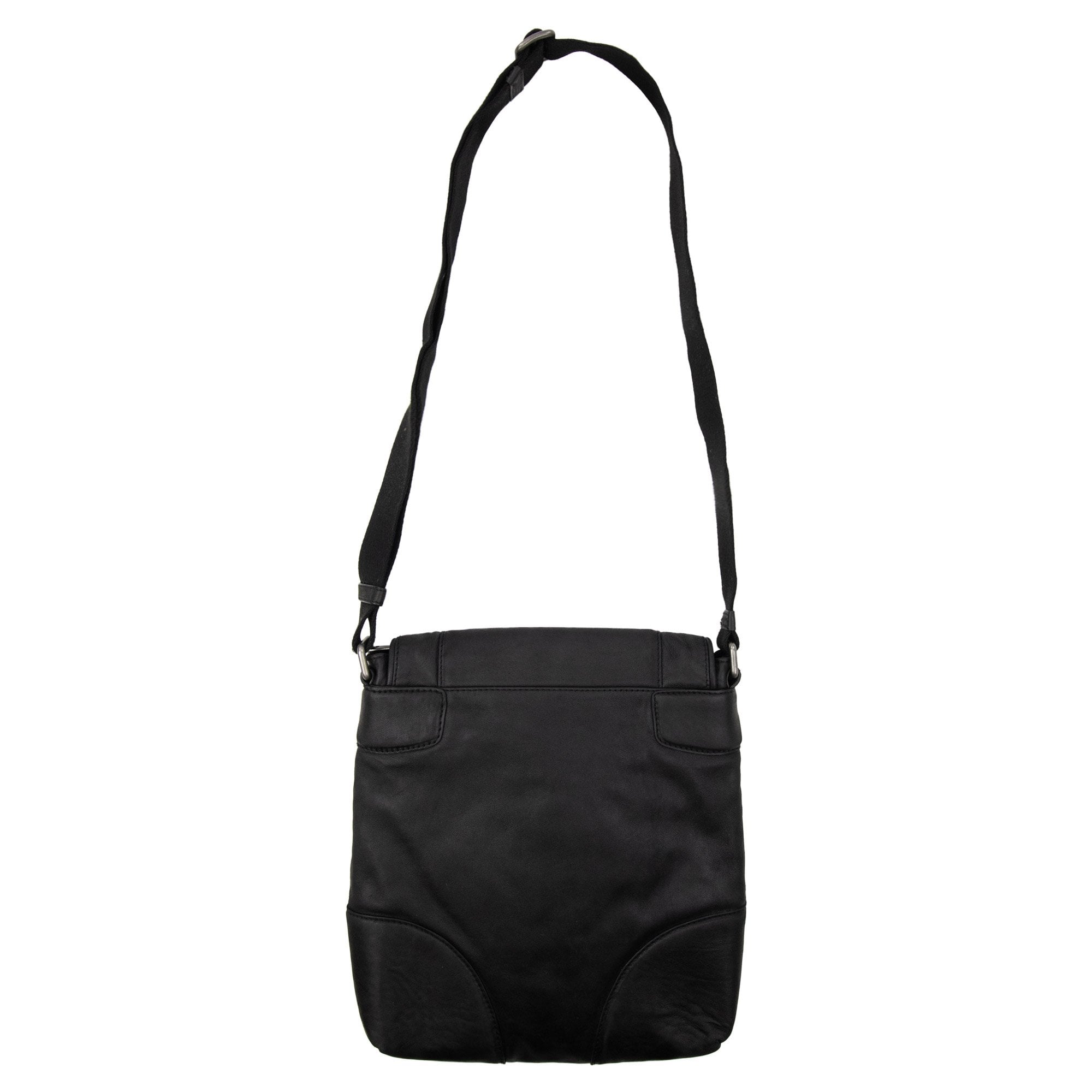 Dolce & Gabbana Metal Badge Soft Leather Messenger Bag Black