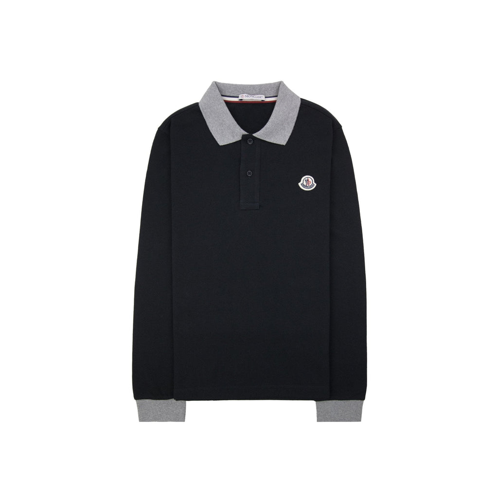 Moncler Junior Logo Maglia Polo Black
