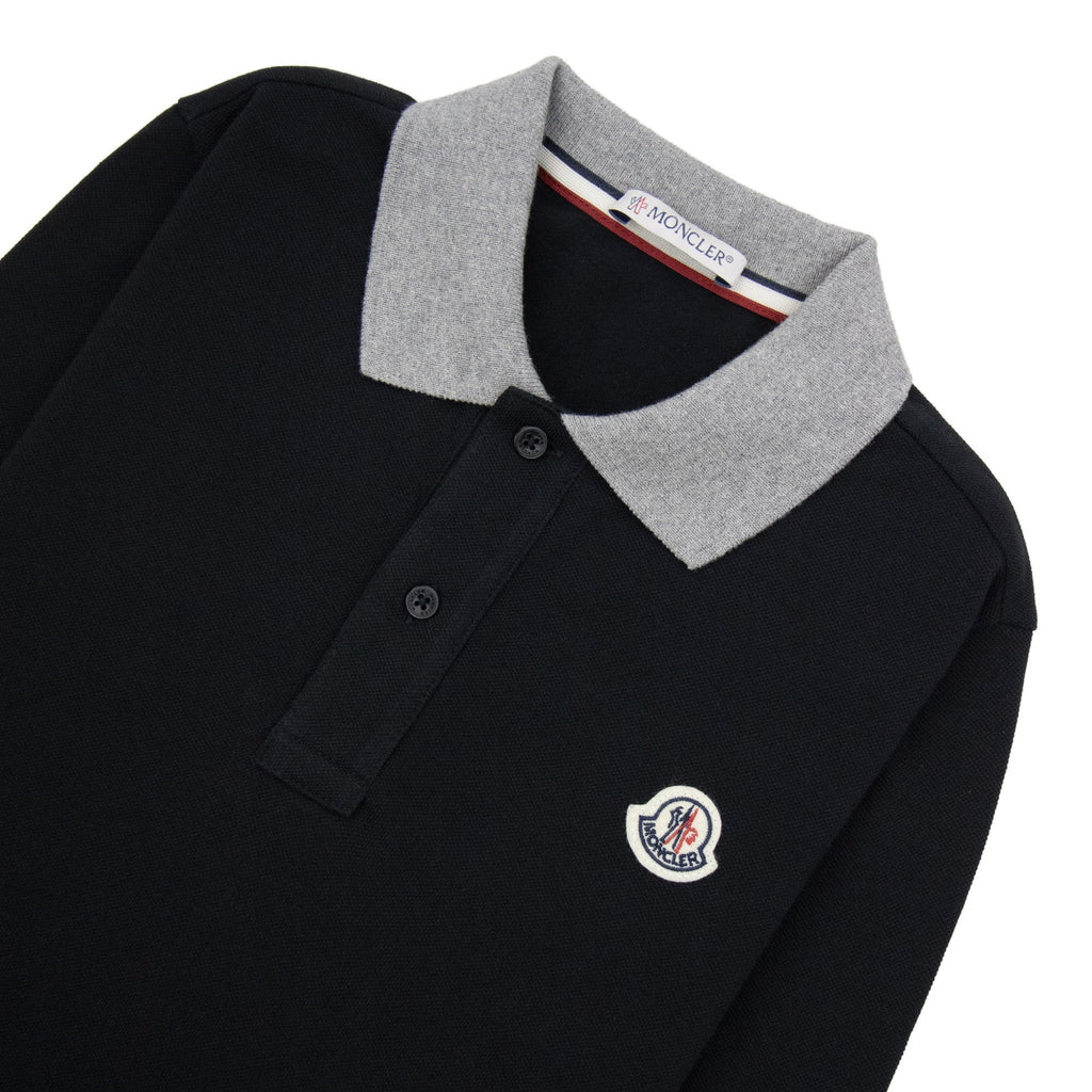 Moncler Junior Logo Maglia Polo Black