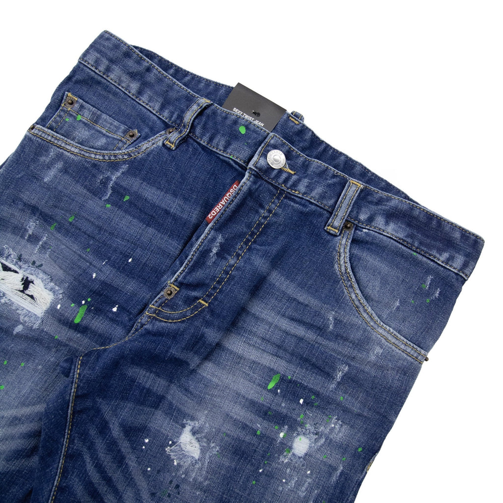 Dsquared2 Sexy Twist Paint Splatter Jean Denim 470