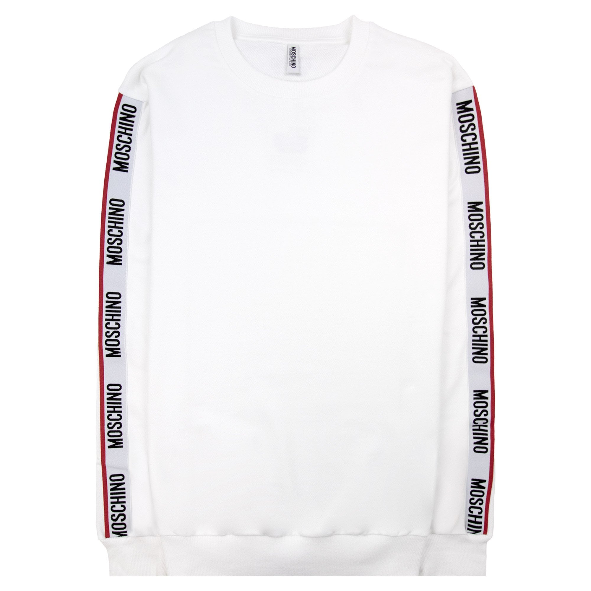 Moschino Underwear Tape Logo Crew Neck Sweatshirt White 0001