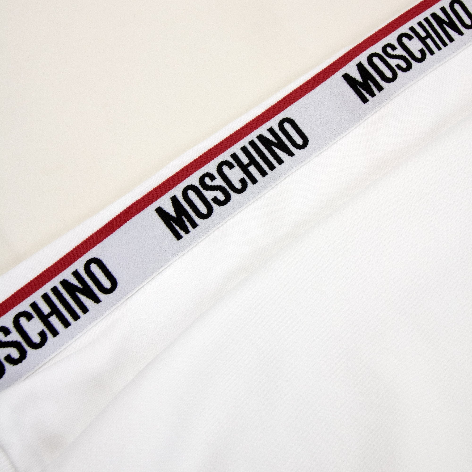 Moschino Underwear Tape Logo Crew Neck Sweatshirt White 0001