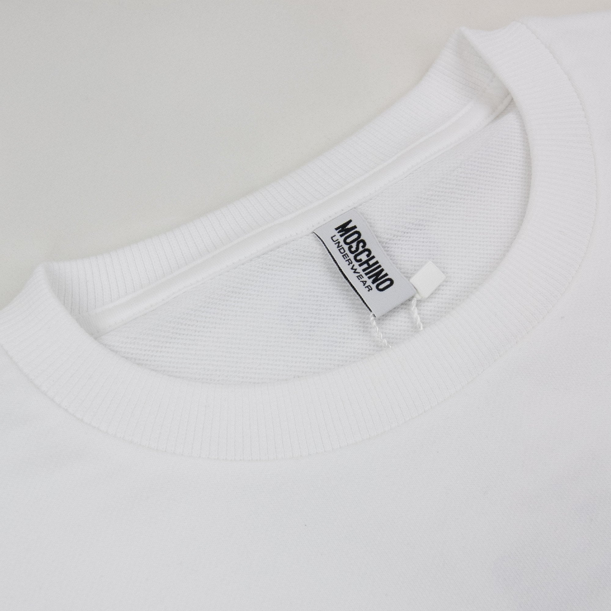 Moschino Underwear Tape Logo Crew Neck Sweatshirt White 0001