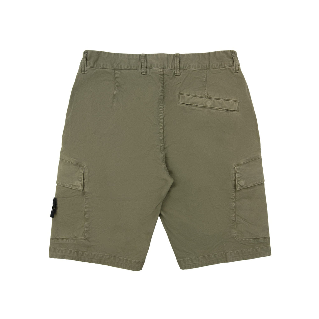 Stone Island L100018 Organic Cotton Old Effect Cargo Shorts Military Green V015G