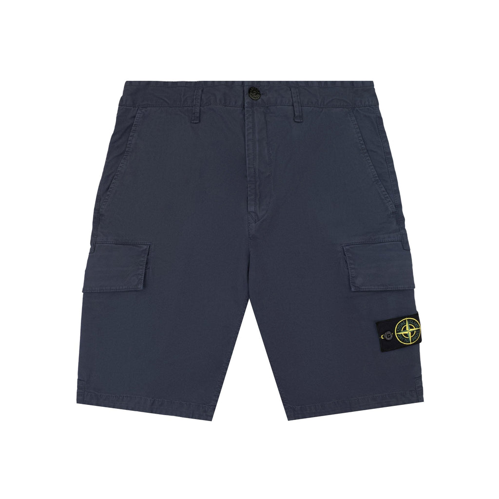 Stone Island L100018 Organic Cotton Old Effect Cargo Shorts Navy V0120