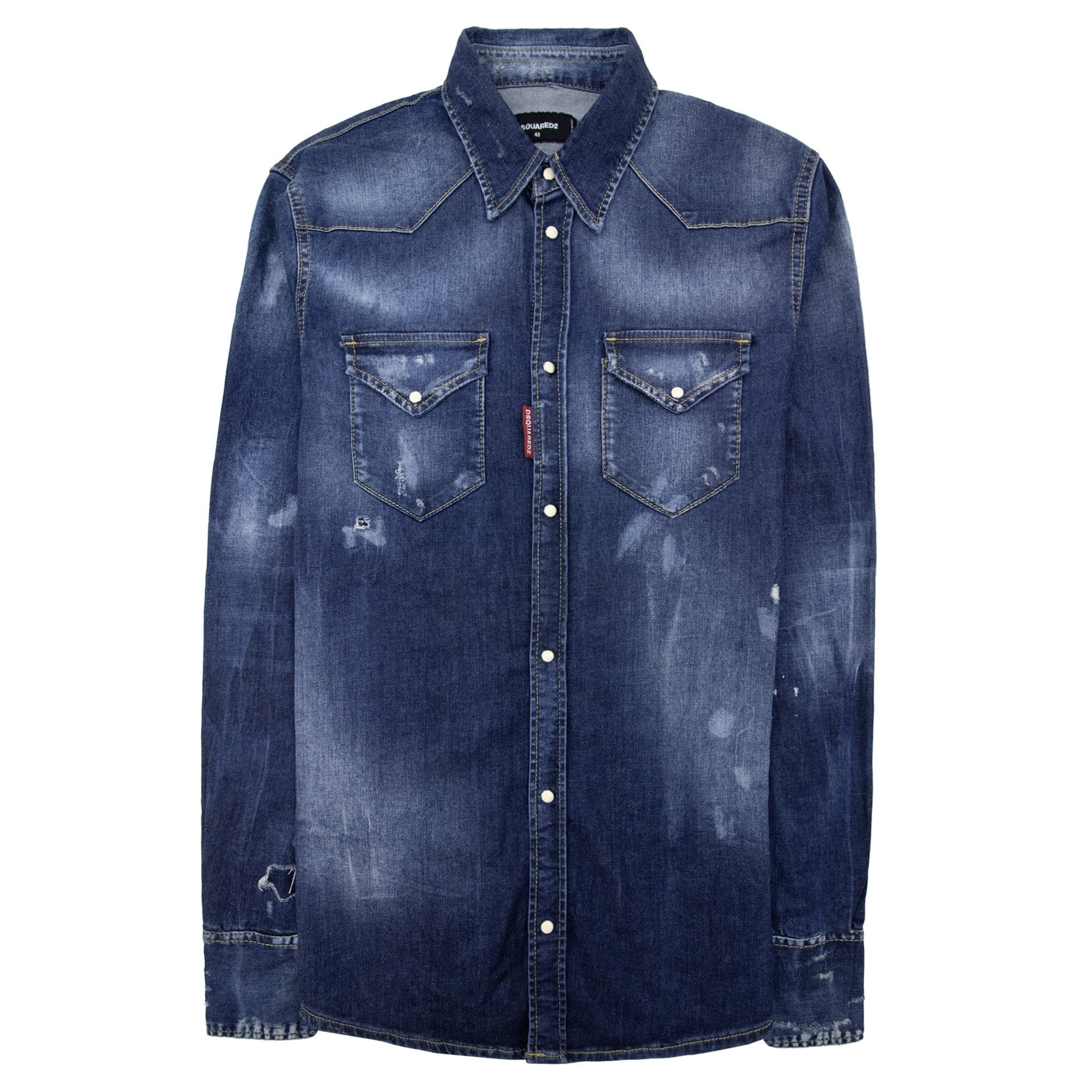 Dsquared2 Distressed D2 Denim Shirt Denim