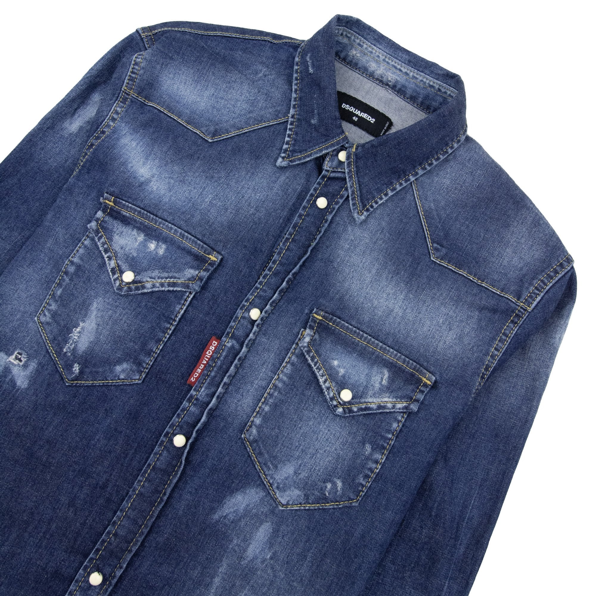 Dsquared2 Distressed D2 Denim Shirt Denim