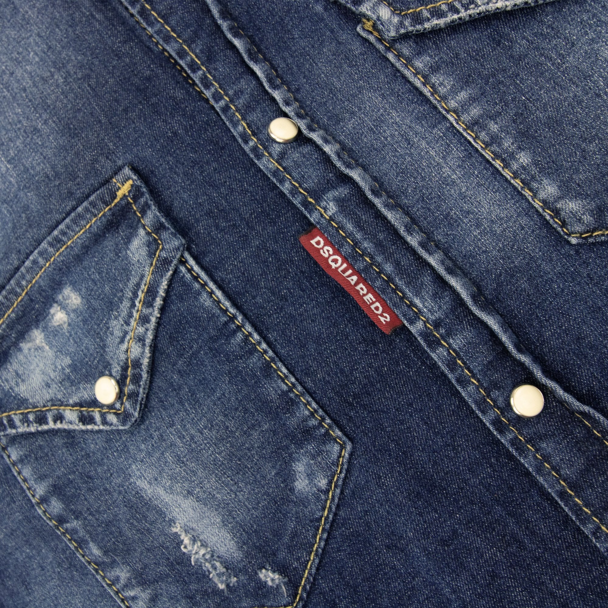 Dsquared2 Distressed D2 Denim Shirt Denim