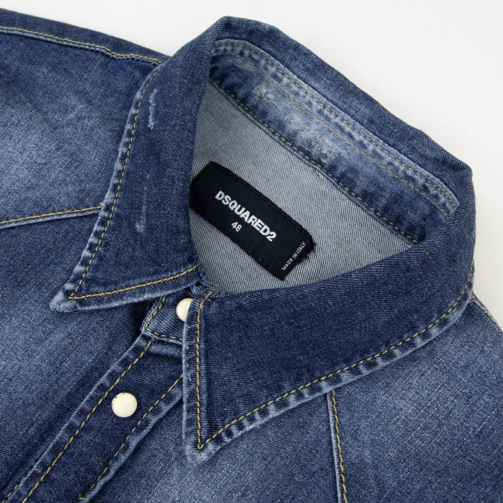 Dsquared2 Distressed D2 Denim Shirt Denim
