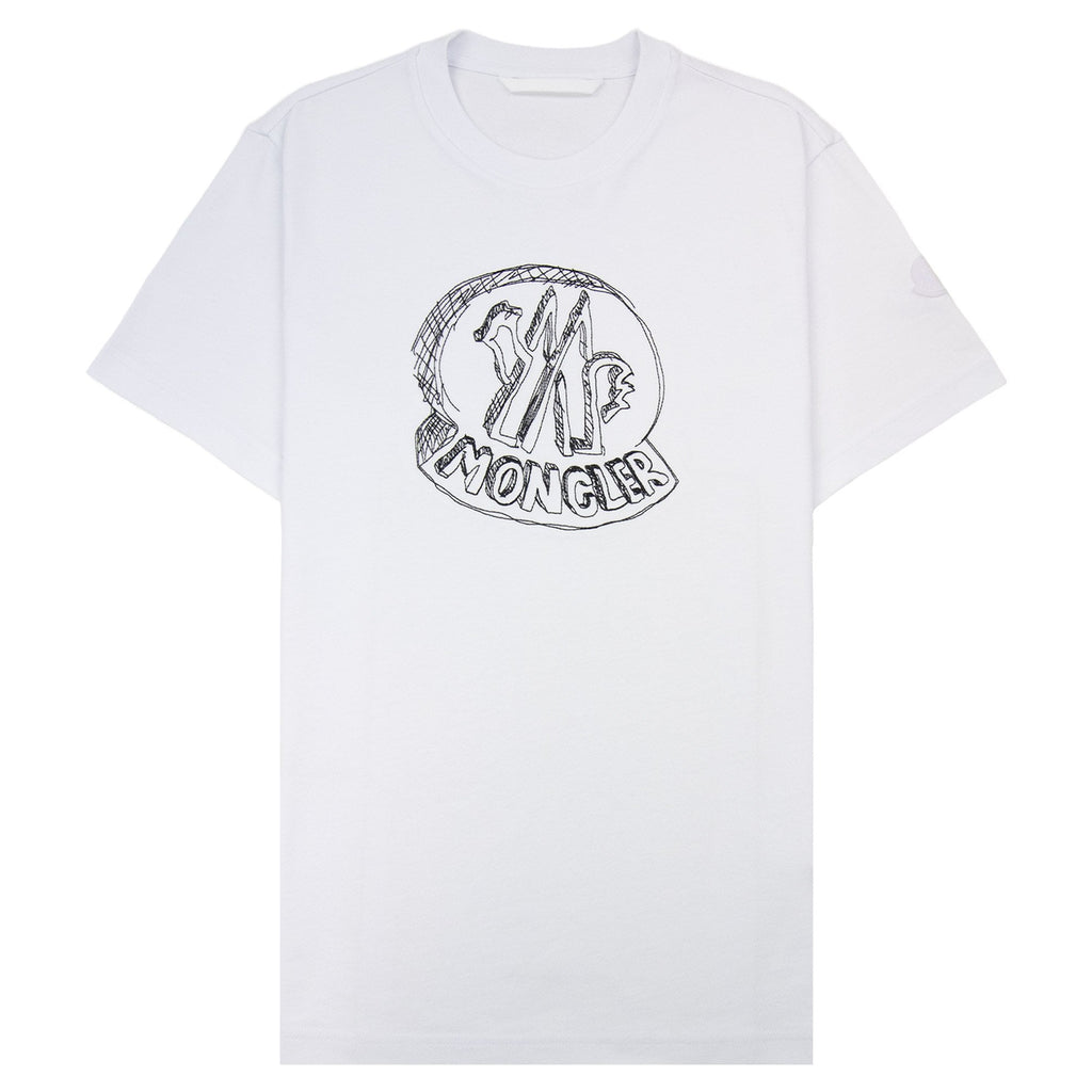 Moncler Sketch Embroidered Logo Cotton T-shirt White 00a