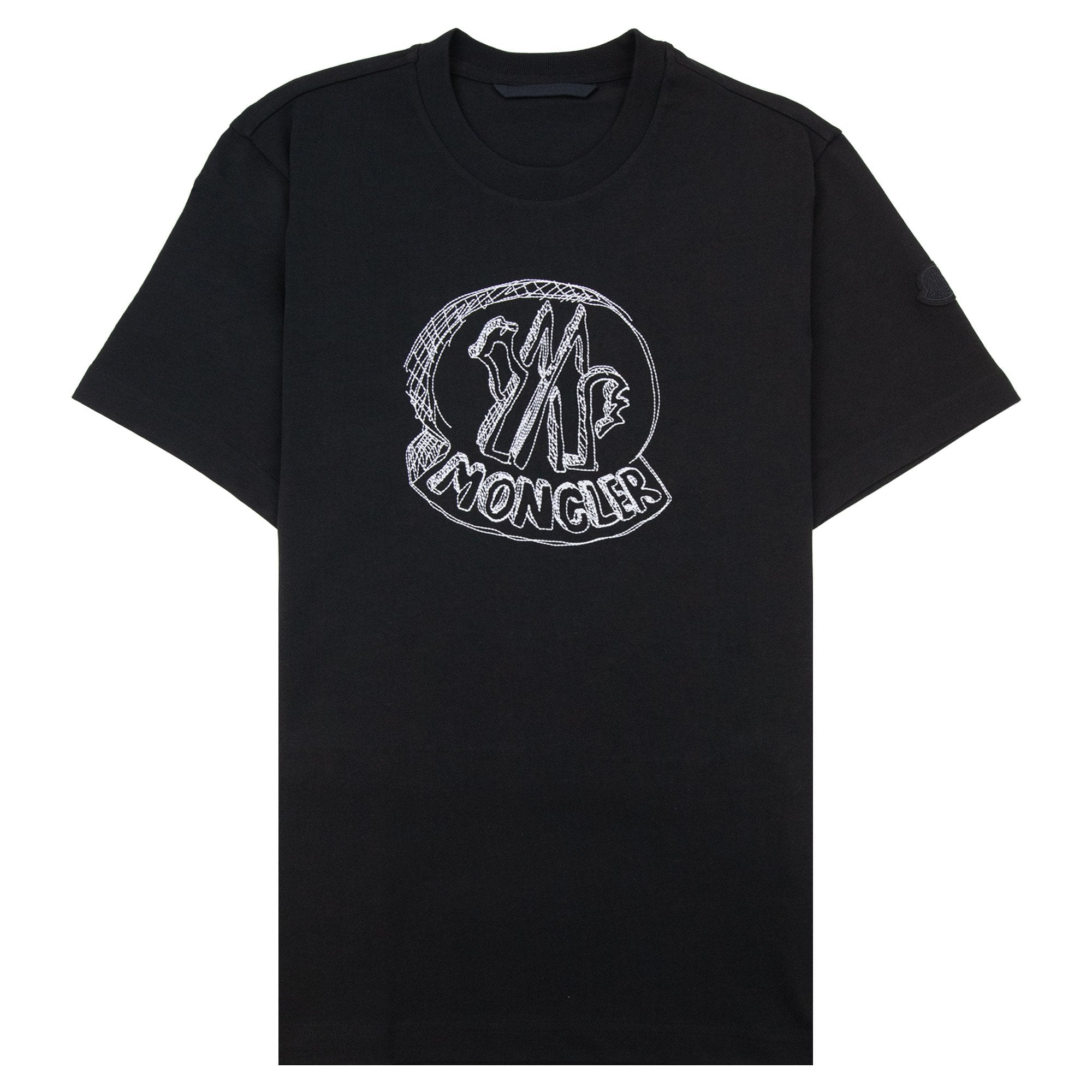 Moncler Sketch Embroidered Logo Cotton T-shirt Black 999
