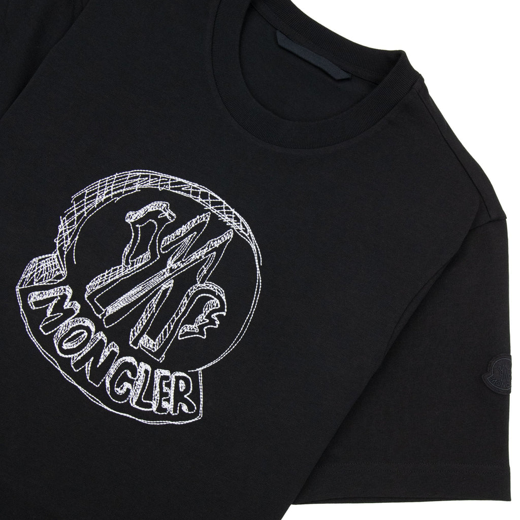 Moncler Sketch Embroidered Logo Cotton T-shirt Black 999