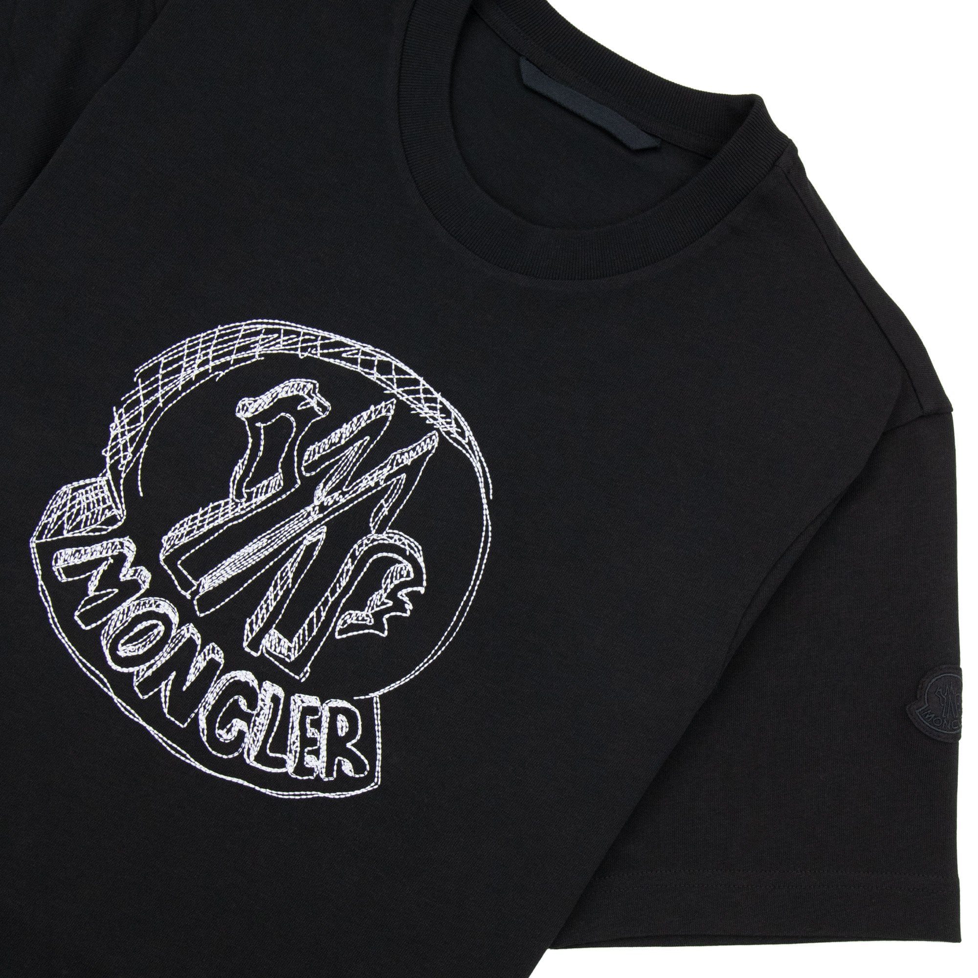 Moncler Sketch Embroidered Logo Cotton T-shirt Black 999