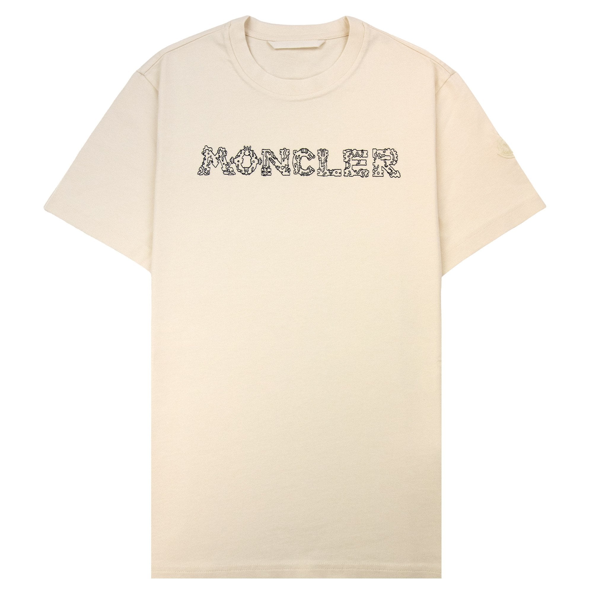 Moncler Space Embroidered Logo Cotton T-shirt Cream 21l