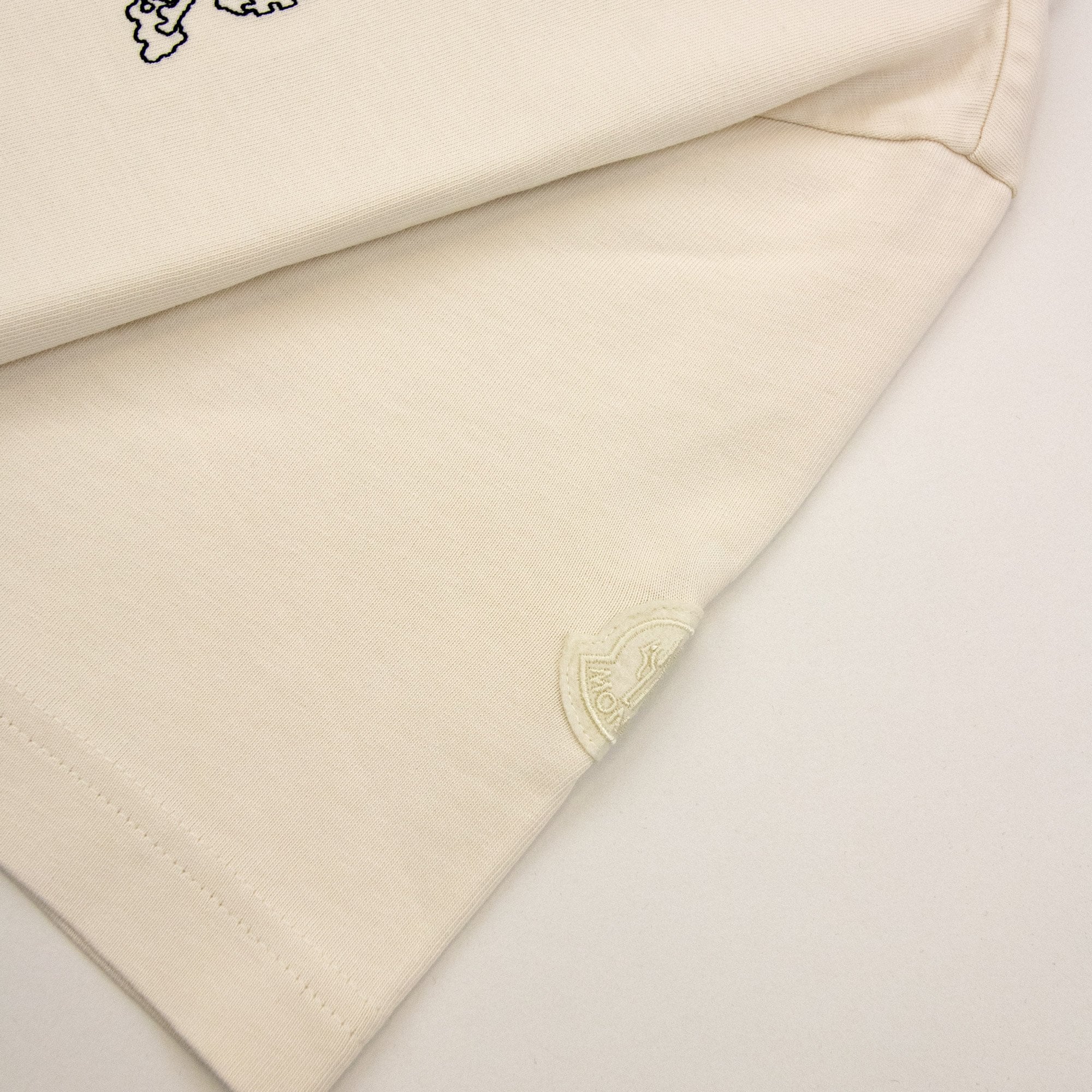 Moncler Space Embroidered Logo Cotton T-shirt Cream 21l