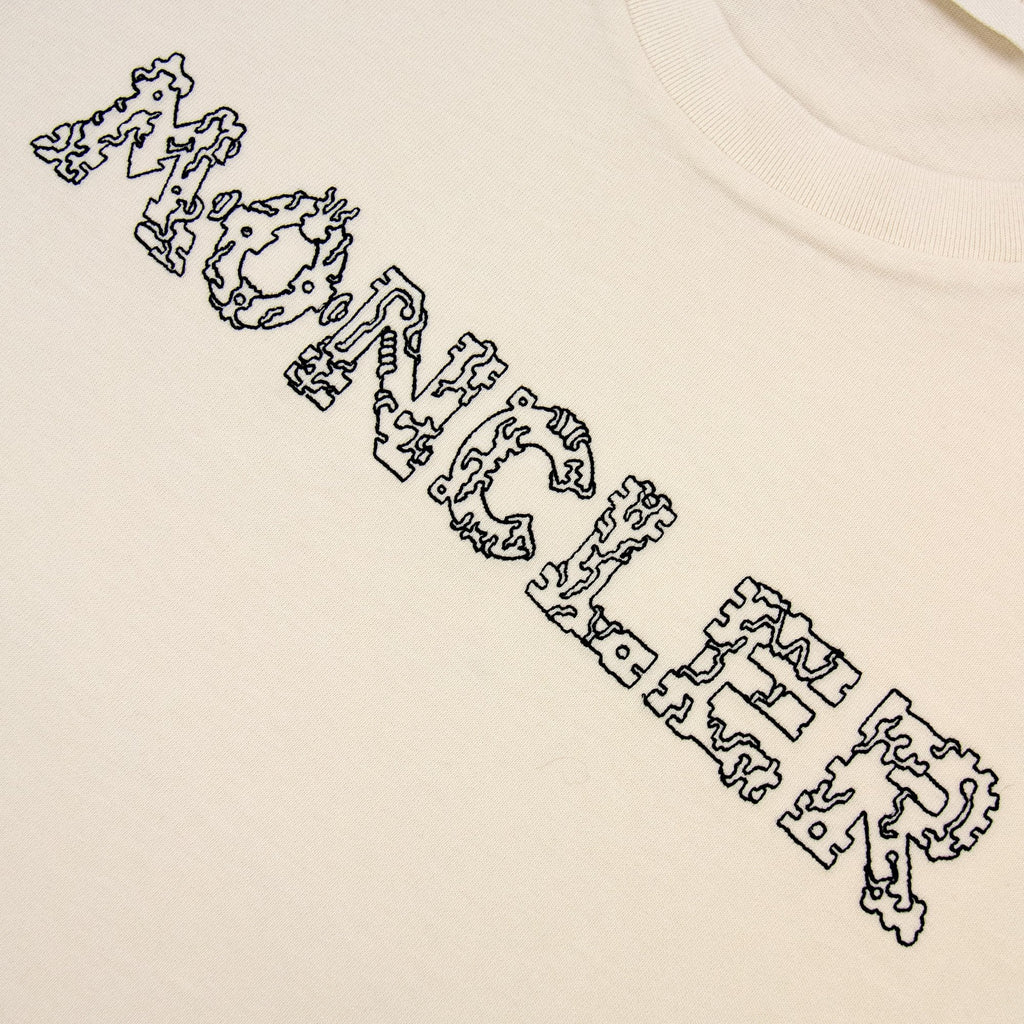Moncler Space Embroidered Logo Cotton T-shirt Cream 21l
