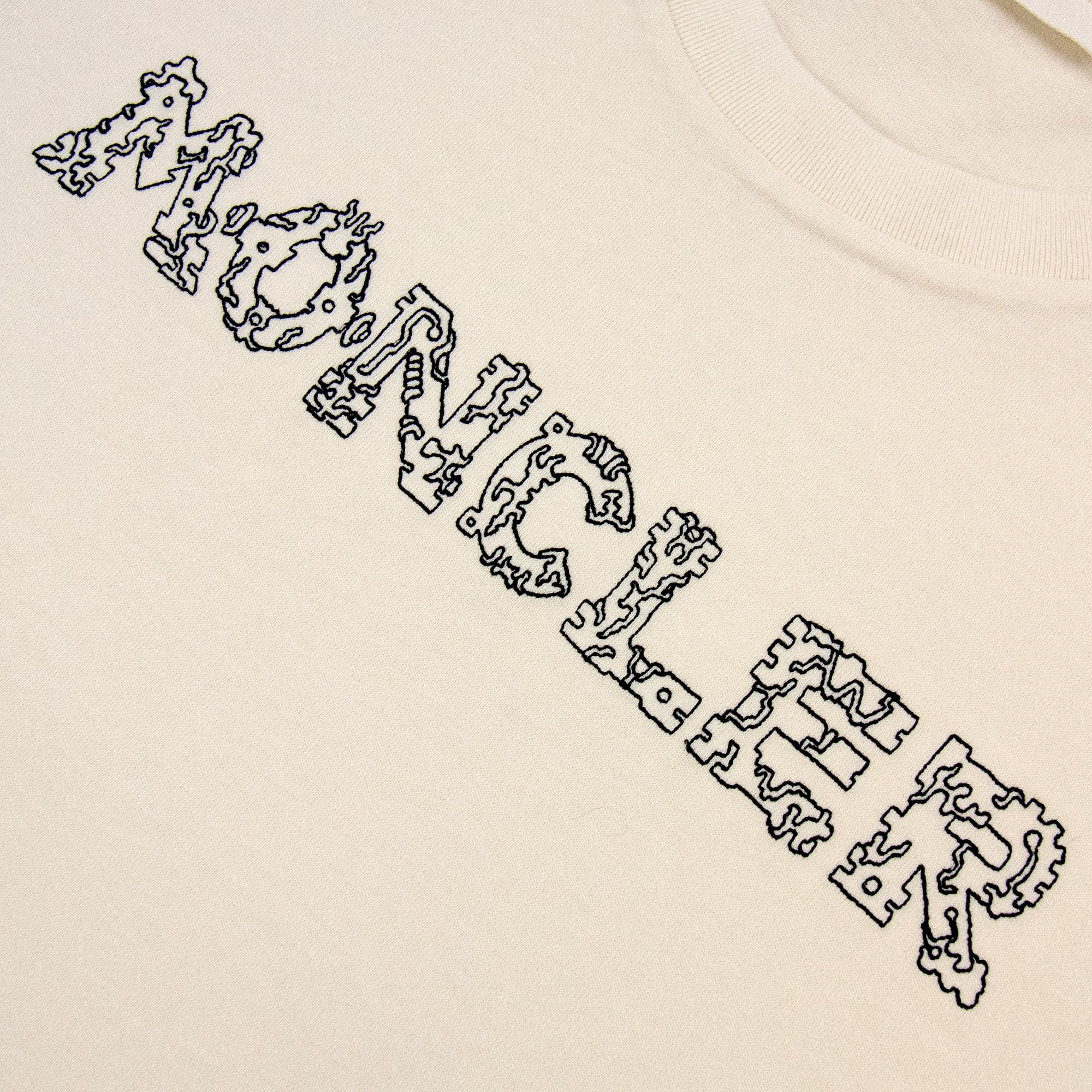 Moncler Space Embroidered Logo Cotton T-shirt Cream 21l